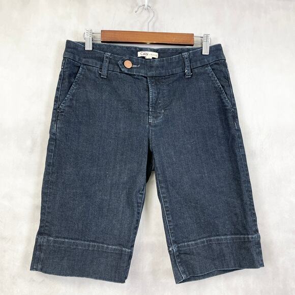 Cabi Women Shorts Size 6 Dark Wash Denim Lou Bermuda Style 891 Preppy Normcore‎ - Picture 1 of 11